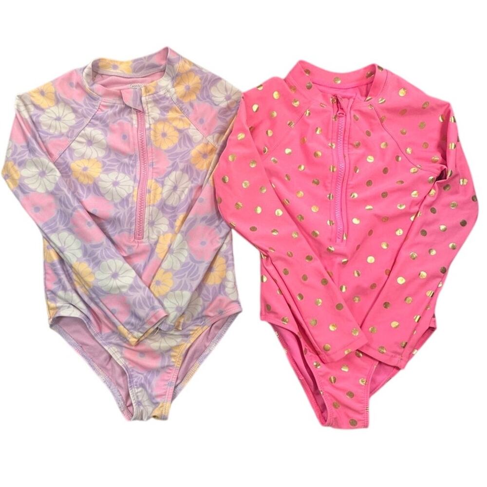 Long Sleeve One Piece Swimsuit Rash Guard Lot 2 S 6-6X